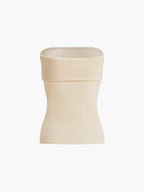 Zip Down Overfold Strapless Tube Top