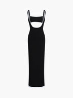 Contrast Trim Cutout Long Sweater Dress