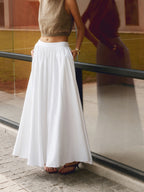 Cotton Pleated Maxi Skirt