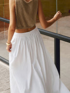 Cotton Pleated Maxi Skirt