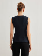 Split Button Down Slim Vest