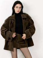 Lapel Loose Velvet Effect Jacket