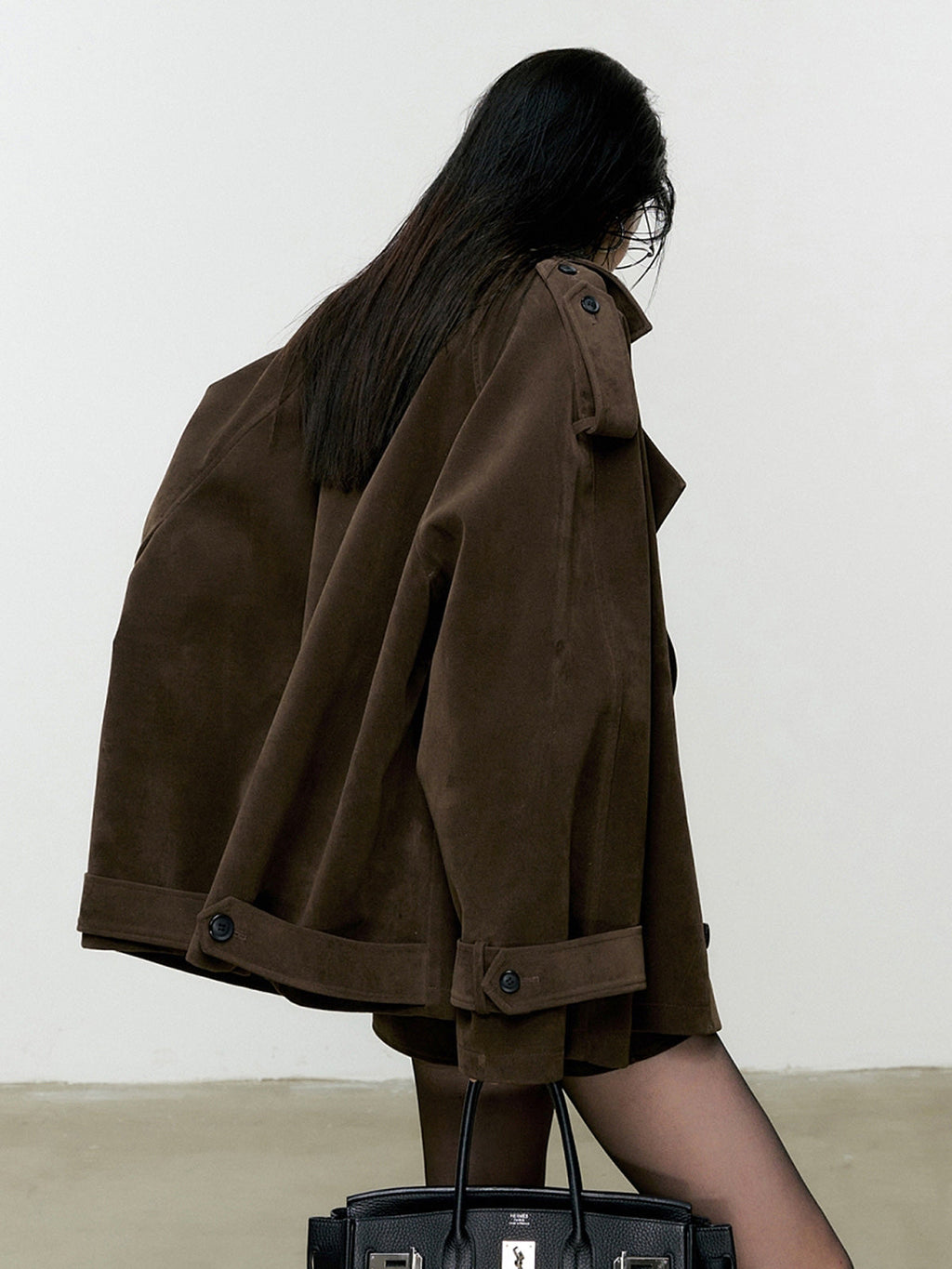 Lapel Loose Velvet Effect Jacket