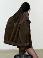 Lapel Loose Velvet Effect Jacket