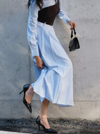 Minimalist Pleated Skirt Without Belt
