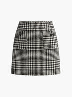Wool-Blend Checked Mini Skirt