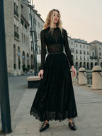 Lace Embroidered A-Line Skirt