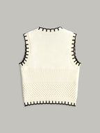 Contrast Trim Sleeveless Ribbed Sweater Vest