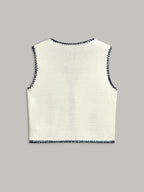 Embroidered Knit Tie-Front Vest