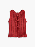 Knit Tie-Front Sleeveless Vest