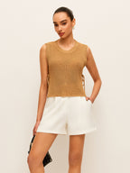 Side Tie Detail Knitted Sleeveless Top