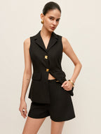 Cotton & Linen Button Detail Pockets Vest