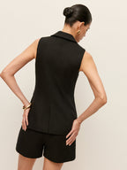 Cotton & Linen Button Detail Pockets Vest