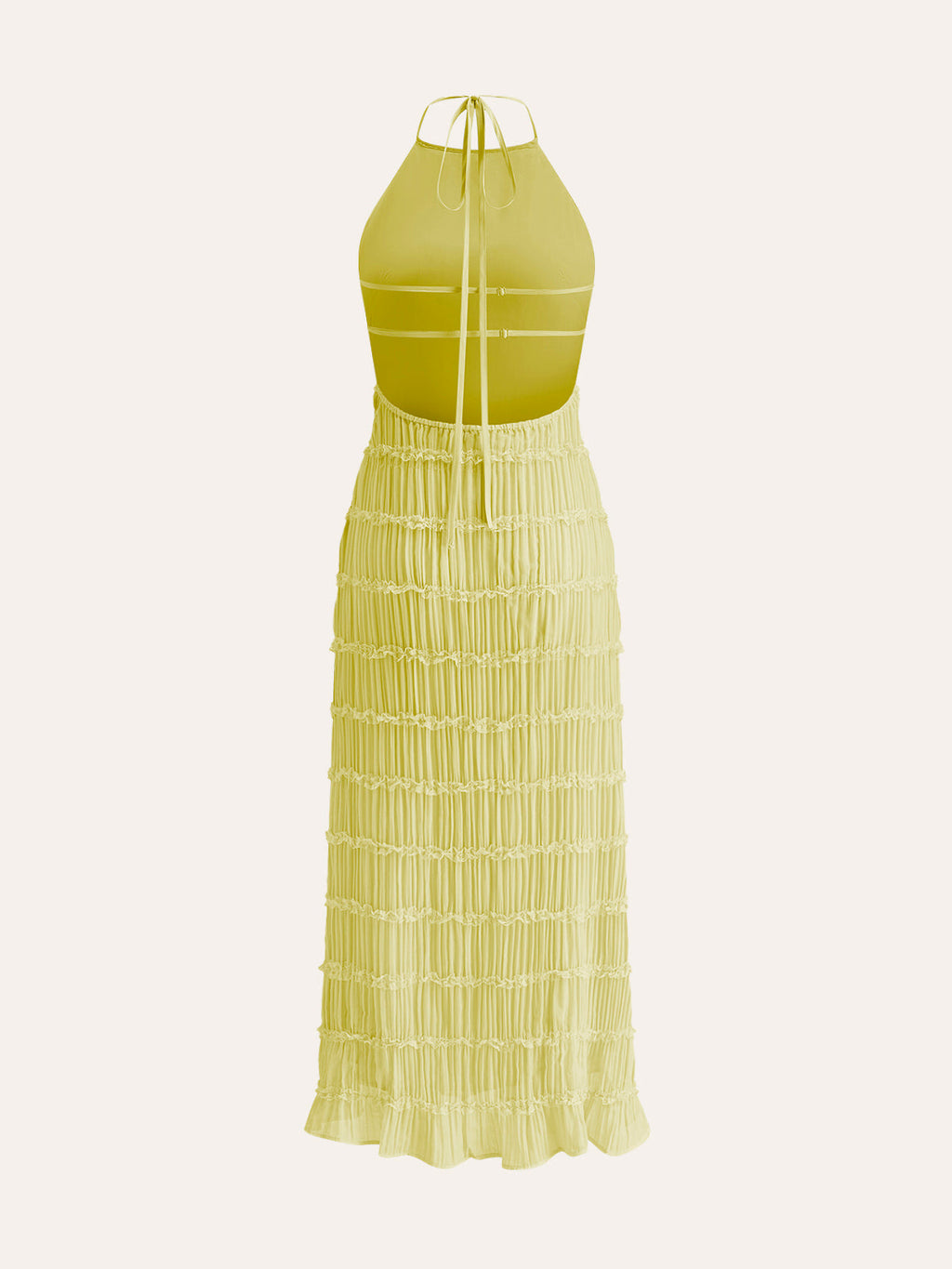 Halter Strappy Back Ruffled Dress