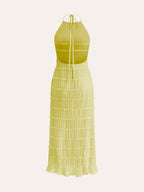 Halter Strappy Back Ruffled Dress