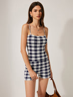 Checkerboard Knit Shorts Set