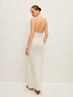 Semi-Sheer Knit Backless Dress