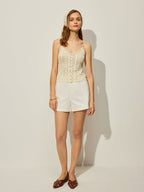 Crochet Knit Vest With Decor Button