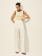Crochet Contrast Trim Sweater Vest