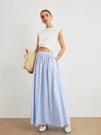 Cotton A-Line Midi Skirt With Pockets