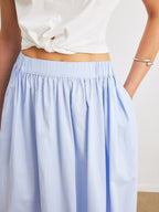 Cotton A-Line Midi Skirt With Pockets