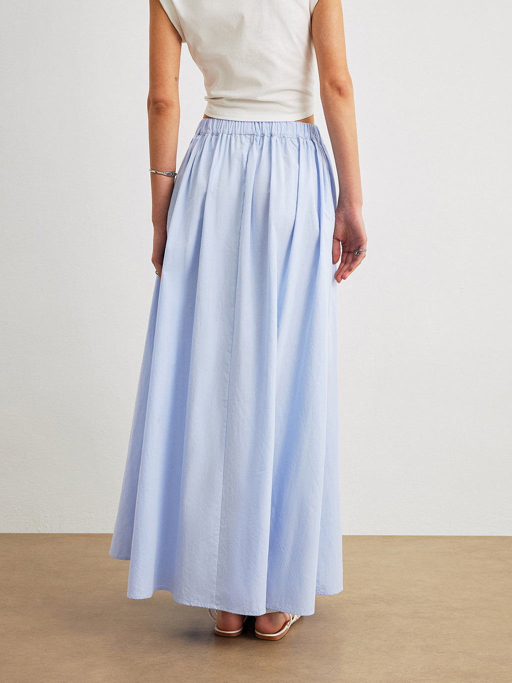 Cotton A-Line Midi Skirt With Pockets