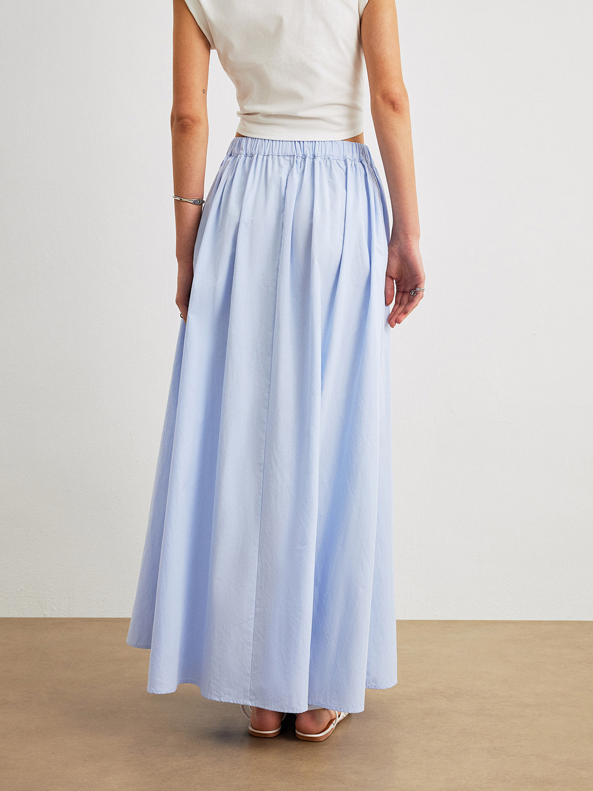 Cotton A-Line Midi Skirt With Pockets
