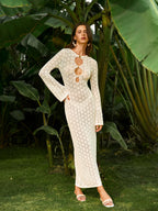 Semi-Sheer Knit Cut-Out Dress