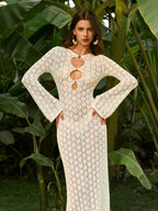 Semi-Sheer Knit Cut-Out Dress