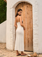 Color Block Knit Halter Dress