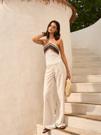 Color Block Knit Halter Top
