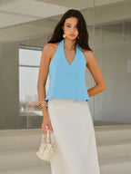 Halter Neck Backless Detailed Top