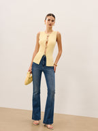 Embellished Cut-Out Front Tank Top