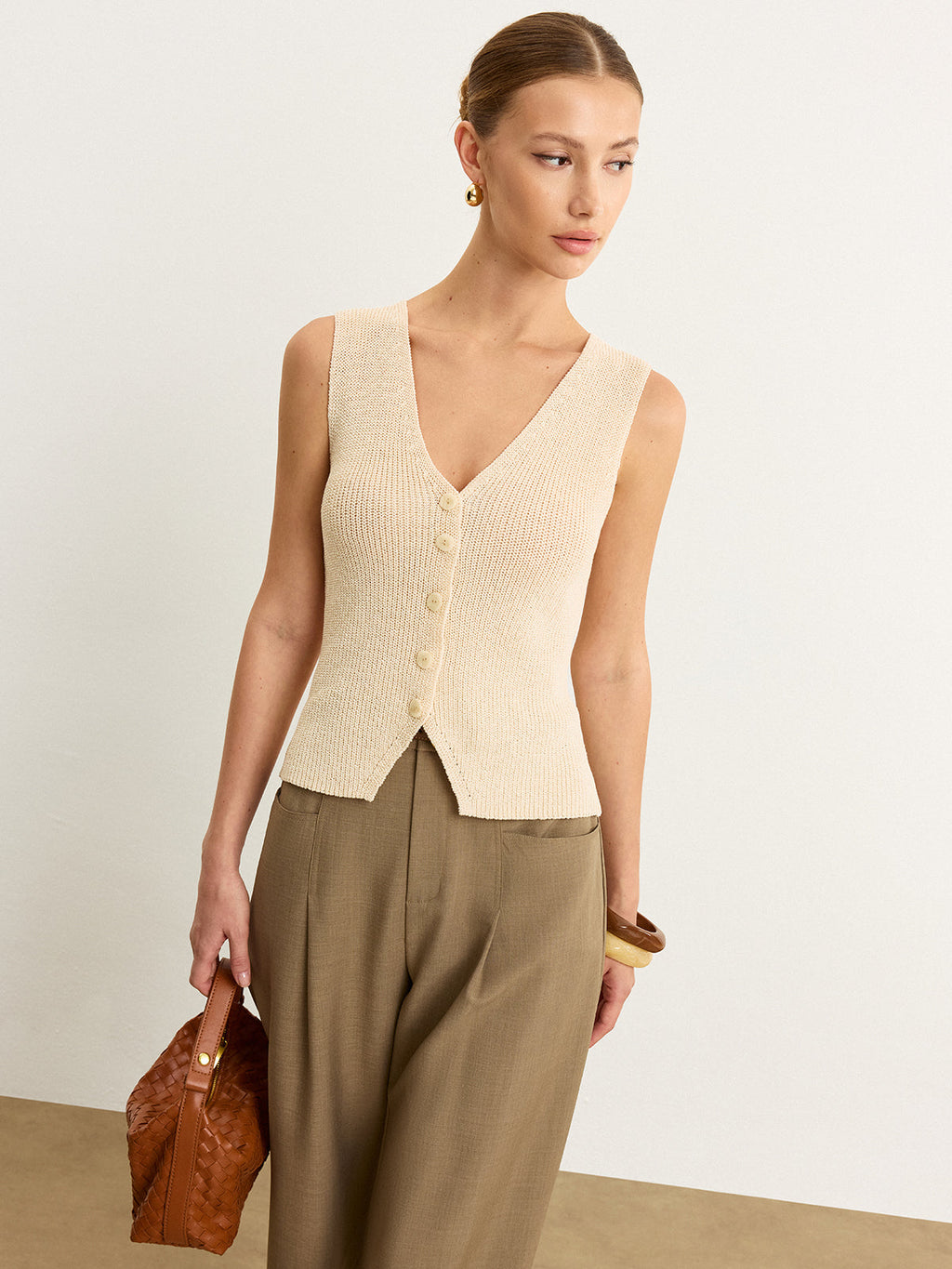 Knit Button-Front Vest