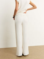 Ribbed Knit Mid-Rise Pants
