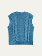 Cable-Knit Sleeveless Buttoned Vest