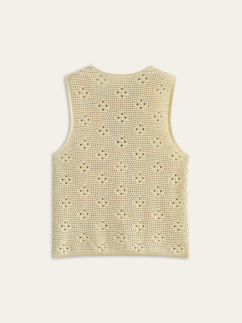 Crochet Knit Vest with Floral Detail