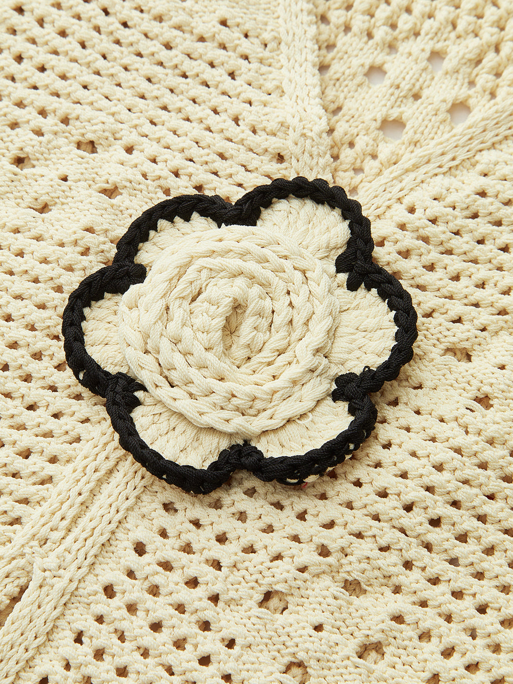 Crochet Knit Vest with Floral Detail