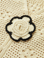 Crochet Knit Vest with Floral Detail