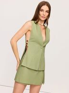 Sleeveless V-Neck Vest with Cut-Out Side Details
