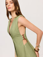 Sleeveless V-Neck Vest with Cut-Out Side Details