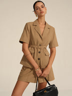Short-Sleeved Belted Blazer