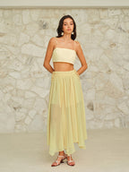 Drawstring Waist Maxi Skirt