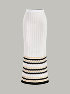 Striped Hem Knit Maxi Skirt