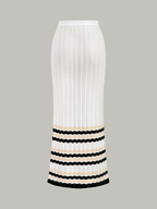 Striped Hem Knit Maxi Skirt