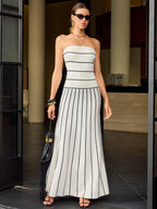 Strapless Striped Maxi Dress