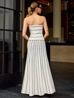 Strapless Striped Maxi Dress