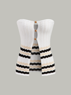 Striped Hem Strapless Knit Top
