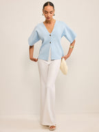 V-Neck Button Knit Cardigan