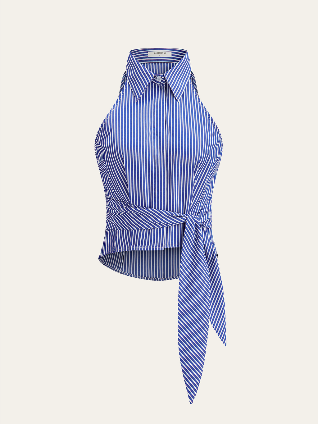 Striped Tie-Waist Crop Top with Improved Fit